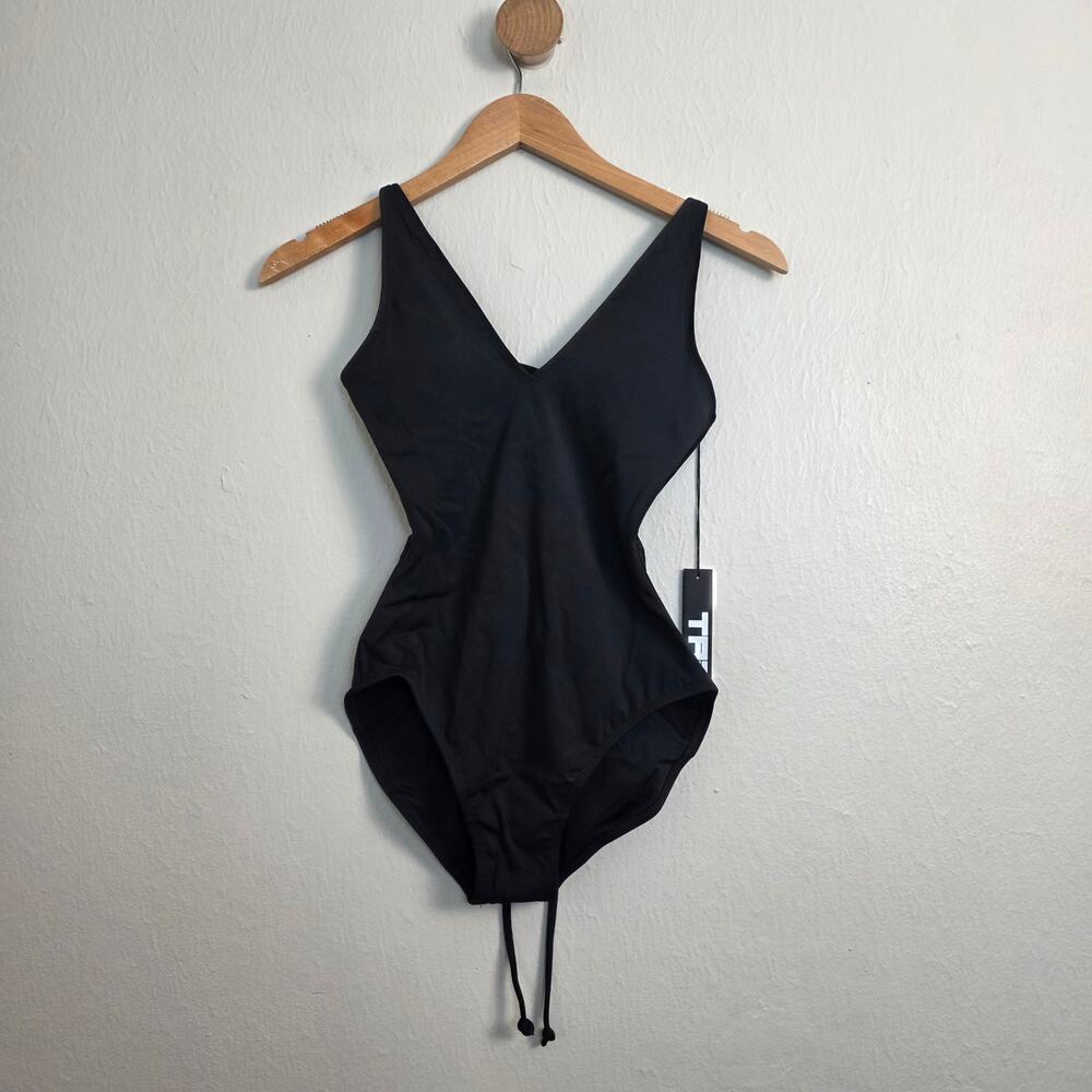 TA3 Plungey 2.0 V-Neck Compression Lace Up Black Swimsuit NWT XS Short Torso